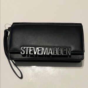 Steve Madden Black Wristlet with Logo